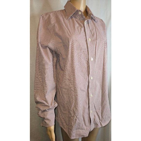 Banana Republic | Mens | Check | Dress Shirt | Burgundy | Size Medium - Picture 3 of 7